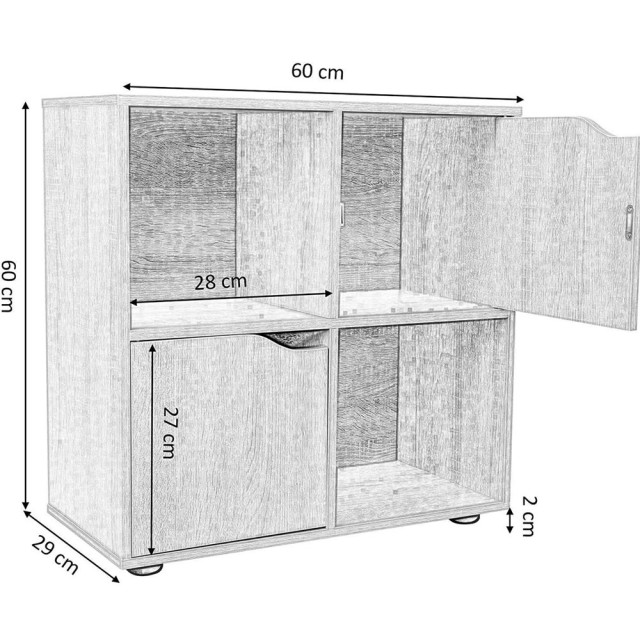 BAKAJI  Κινητή Βιβλιοθήκη Ντουλάπα Χαμηλού Σχεδιασμού Κύβος Μοντέρν...
