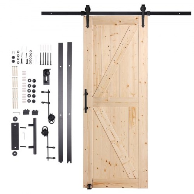 Σετ Ξύλινης Συρόμενης Πόρτας VEVOR 76x213 εκ.  MZGCMTZYS308EQ3YEV0