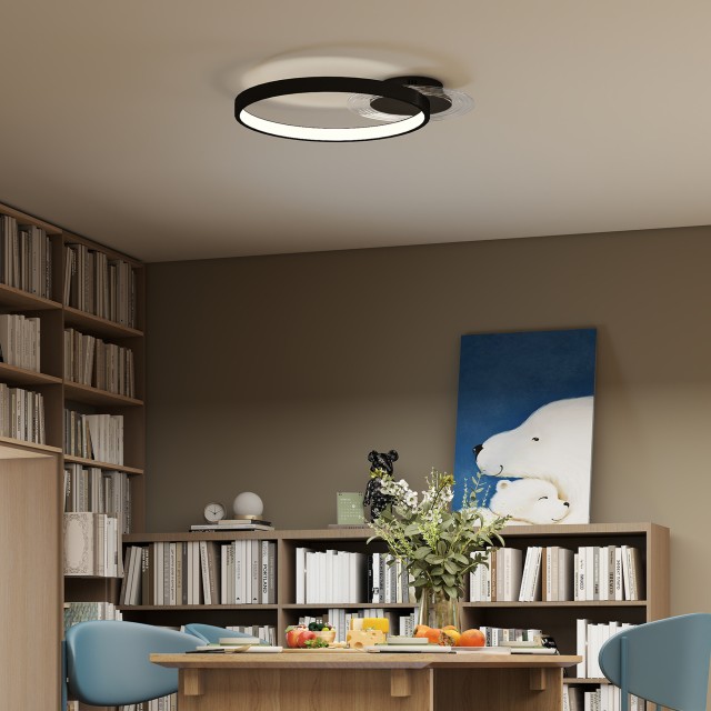 HOMCOM Μοντέρνο LED Φωτιστικό Οροφής 2 Δαχτυλίων, Ρυθμιζόμενη Φωτει...