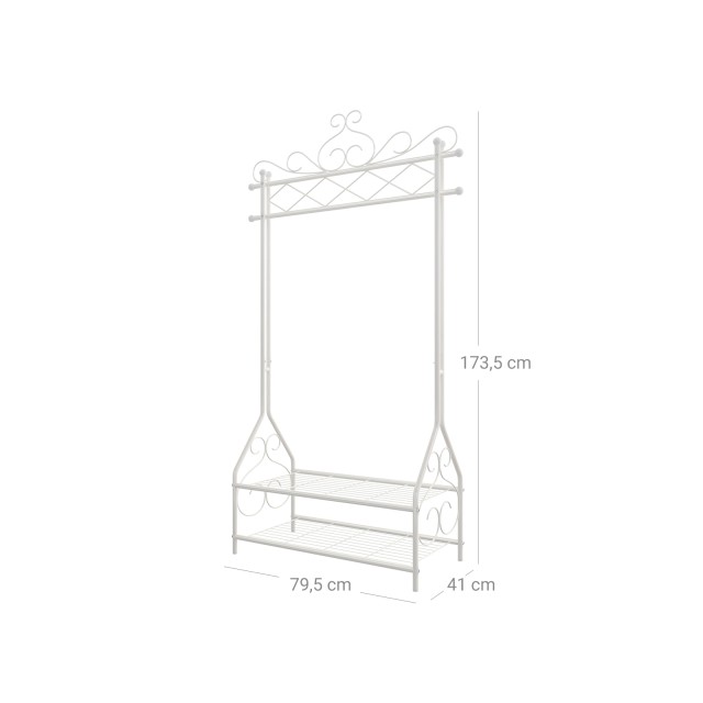 SONGMICS Μεταλλική Κρεμάστρα Ραφιέρα Vintage 92 x 41 x 173 cm, Κρεμ HSR07WV1 - 12 άτοκες δόσεις και 5?sh back