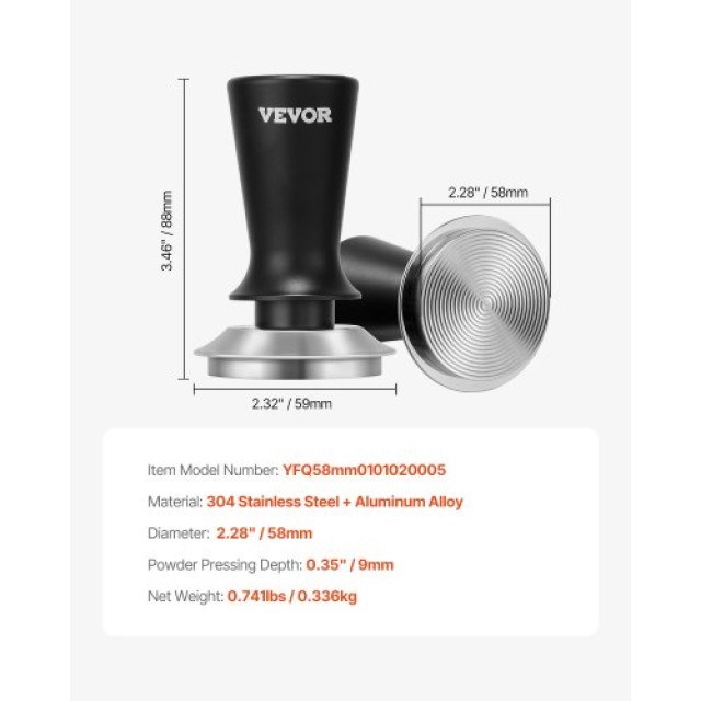 VEVOR Ανοξείδωτος Συμπιεστής Καφέ 58mm με Ελατήριο YFC58MMBXGLL7RRBDV0