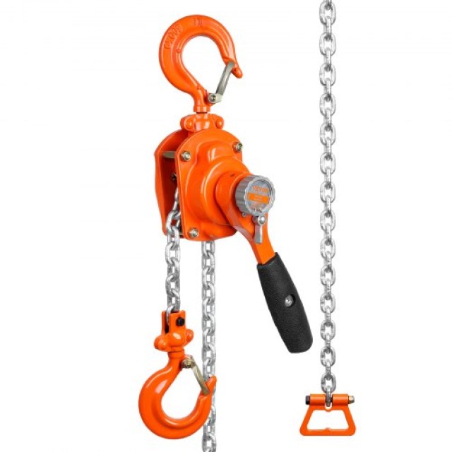 VEVOR Χειροκίνητος Αλυσοτροχός 1/2 Τόνου 1100 lbs 5 FT, G80 Γαλβανισμένος Χάλυβας με Φρένο Weston, Αυτόματη Οδήγηση Αλυσίδας & Περιστρεφόμενος Γάντζος 360°, για Γκαράζ Εργοστάσιο Ντόκ.  MNSBHLH12T5FT2QE1V0