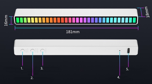 Φωτιστικό USB LED RGB με Απόκριση στον Ήχο και Μπαταρία 59074513414...