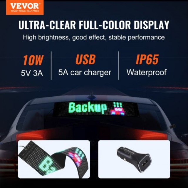 Προγραμματιζόμενη LED Πινακίδα VEVOR 68x12cm P6 Πλήρους Χρώματος  R...
