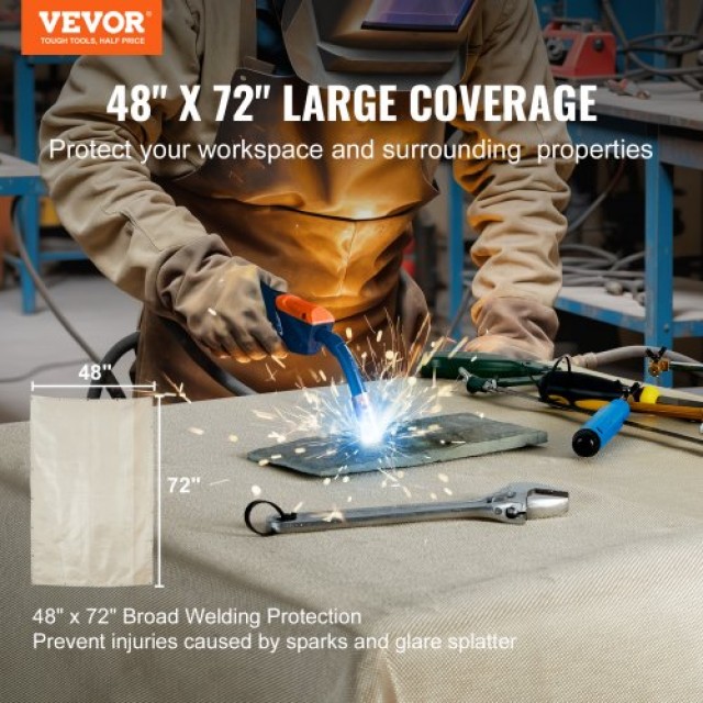 VEVOR Δύο Κουβέρτες Συγκόλλησης 48x72 από Θερμικά Επεξεργασμένο Υαλοβάμβακα για Κάλυψη Συγκολλήσεων RCLDHT48X72YMS01PV0