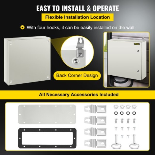 VEVOR NEMA Χαλύβδινο Κουτί 24x24x8 NEMA 4X, IP66 Αδιάβροχο & Ανθεκτ...