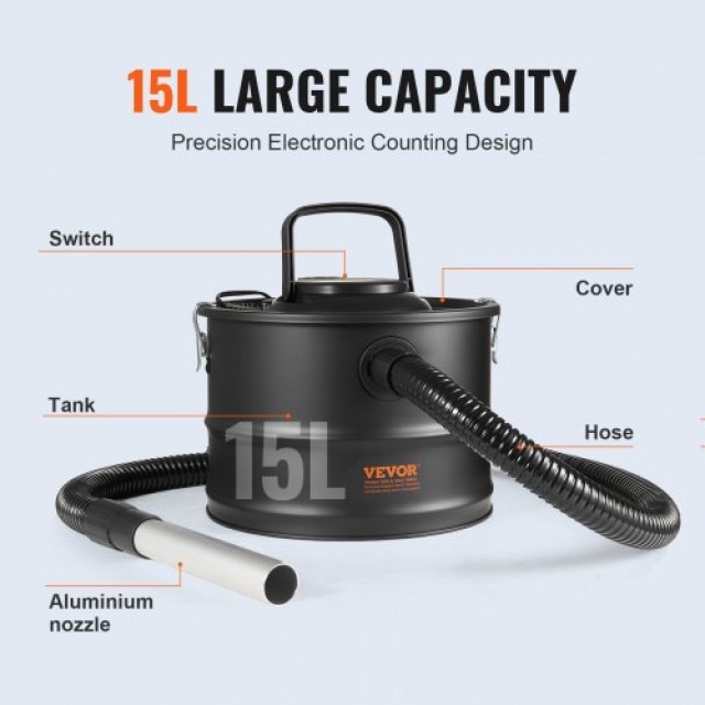 VEVOR Σκούπα Στάχτης 15L 1200W για Τζάκια & Ψησταριές  ZKXHQJL220V1AZ3BWV2