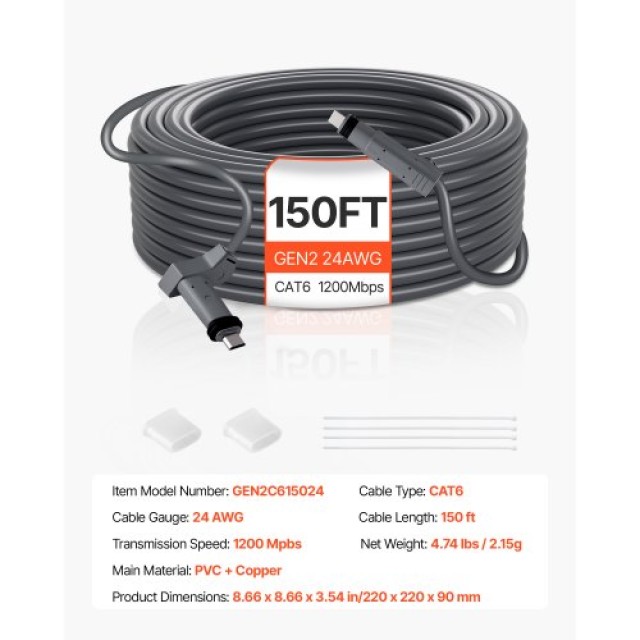 VEVOR Καλώδιο Επέκτασης Starlink Gen 2, 150 FT, Ταχύτητας 1200 Mbps...