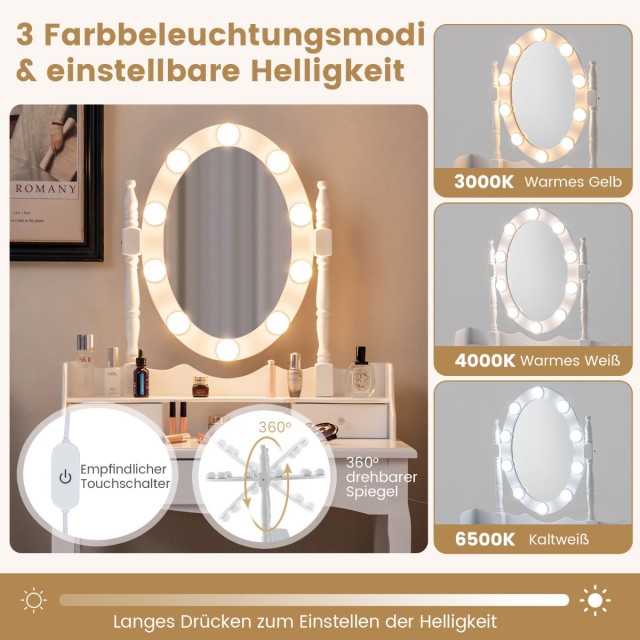 Μπουντουάρ - Τουαλέτα Μακιγιάζ με LED Φωτισμό Ρυθμιζόμενης Φωτεινότ...