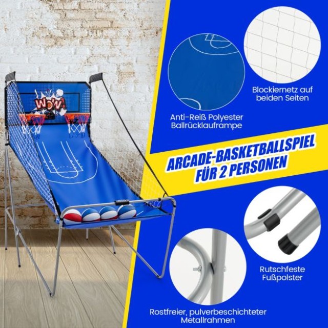 Μπασκέτα Arcade 8 σε  1 με  4 Μπάλες Χρώματος Σκούρο Μπλε COSTWAY S...