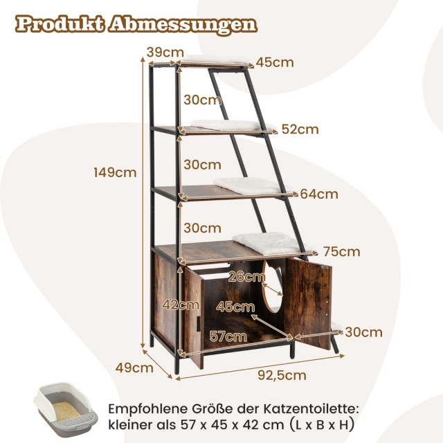 Costway Ντουλάπα Γάτας με Ράφι και Χώρο για Τουαλέτα 92,5 x 49 x 14...