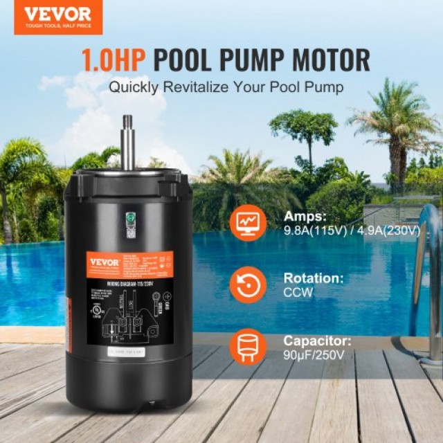 VEVOR Αντλία Πισίνας 1HP 115/230V 3450RPM  YCBDJ1HP56J2MBX4WV9