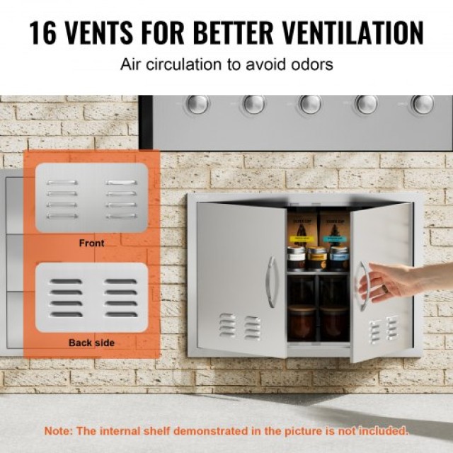 Πόρτα BBQ VEVOR 762x533mm Ανοξείδωτη Διπλή με Χερούλια & Αεραγωγούς...