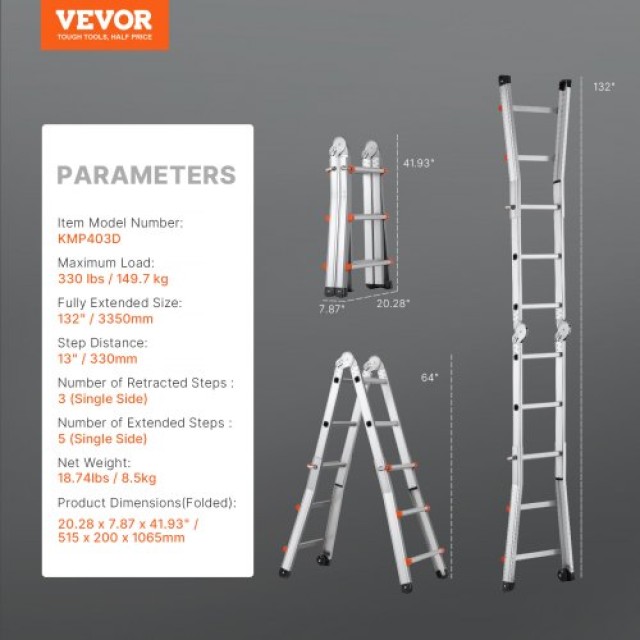 VEVOR  Σκάλα Τηλεσκοπική 10 FT Πολυλειτουργική  DGNAZXYST33MM1GBIV0