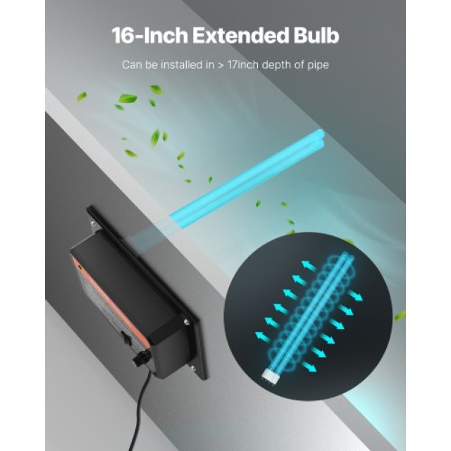 VEVOR Σύστημα Καθαρισμού Αέρα HVAC με Λάμπα UV 36W 16 ιντσών για Ολόκληρο το Σπίτι, Ενσωματωμένο στους Αγωγούς Κλιματισμού UVCGKGDJHQ13IF30WV2