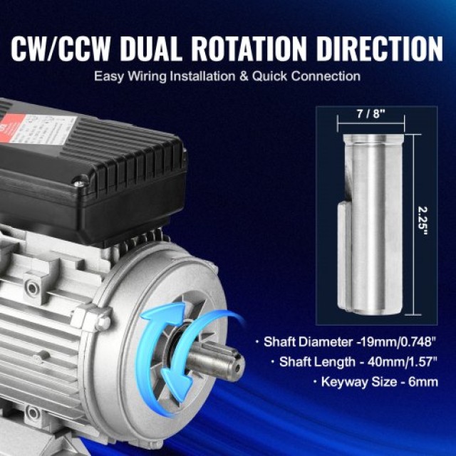 Ηλεκτροκινητήρας VEVOR 0.75KW 1400RPM 220~240V 1-Φάση  TYJLIECDJ1406H7Z4V7
