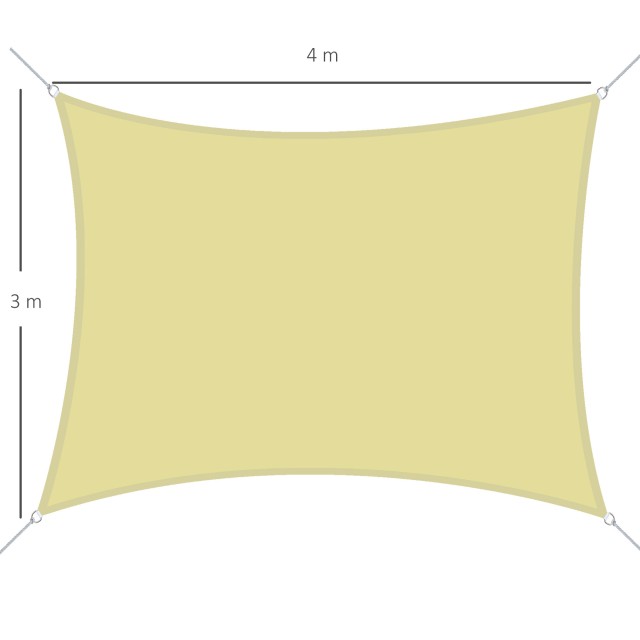 Outsunny Rectangular Shade Sail Πολυεστερική Τέντα 3x4m Άμμος 840-142SD