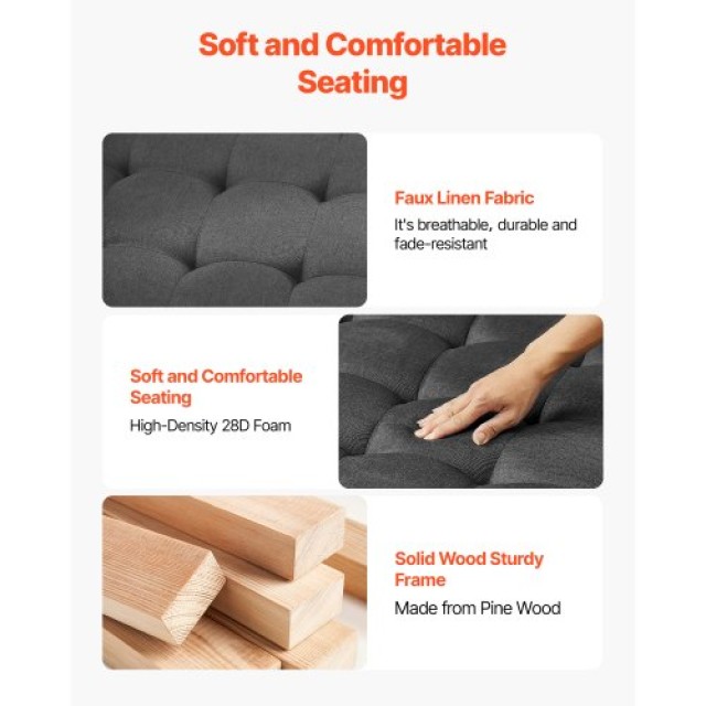 VEVOR Μεγάλος Τετράγωνος Οθωμανικός Καναπές Τραπεζάκι Καφέ BYJDFXWS...