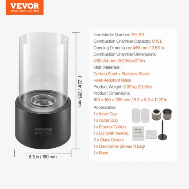 VEVOR  Μίνι Τζάκι 6 Μεταλλικό Εσωτερικού/Εξωτερικού Χώρου με Γυαλί  ZMSHKJSBLHSYH4KUGV0