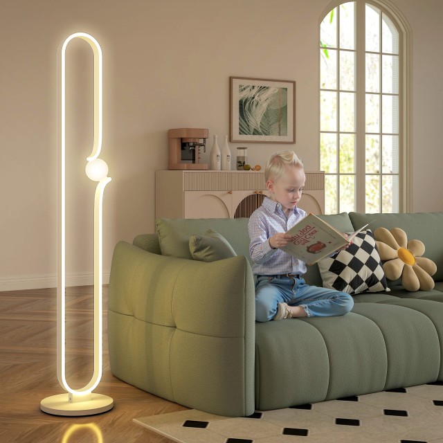 HOMCOM Λάμπα Δαπέδου LED Νότα, 28x28x145 εκ, Λευκό B31-527V90WT