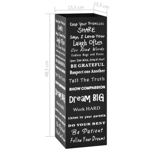 vidaXL Ομπρελοθήκη με Γνωμικά Μαύρη Ατσάλινη 246795 vidaXL Ομπρελοθήκη με Γνωμικά Μαύρη Ατσάλινη 246795