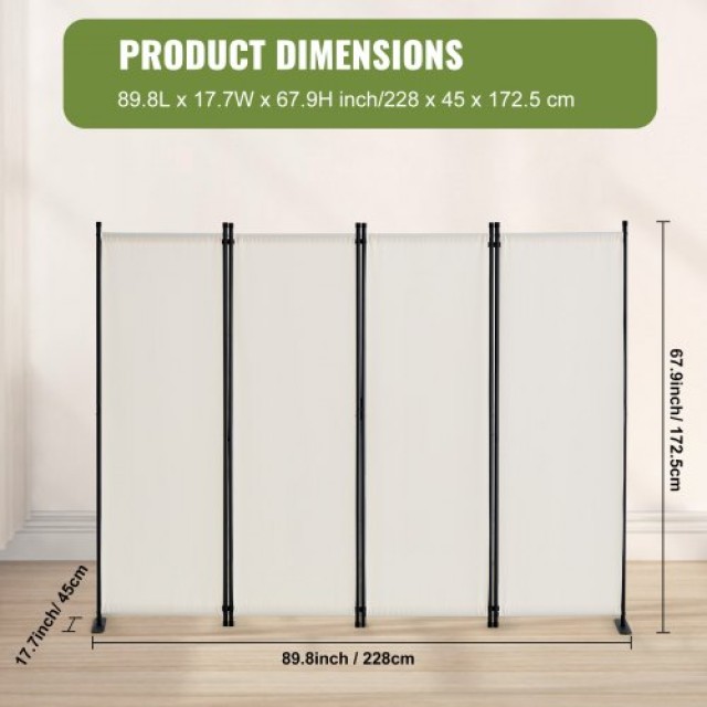 VEVOR Διαχωριστικό Δωματίου 4-Πάνελ Λευκό BLPF88675INCUMP3OV0