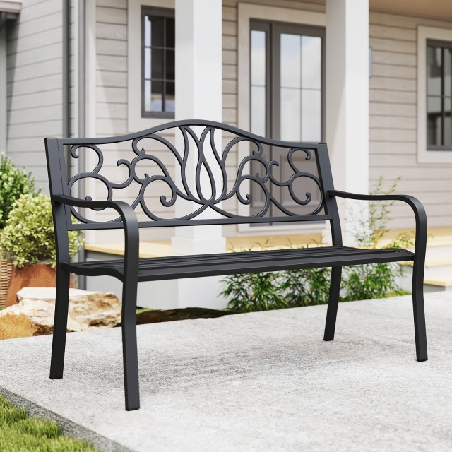 Costway Ανθεκτικός Μεταλλικός Καναπές Κήπου για 2 Άτομα (300kg) NP1...