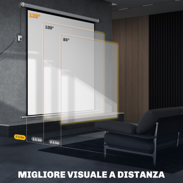 HOMCOM  Μηχανοκίνητη Οθόνη Προβολέα 120 με Τηλεχειριστήριο, από Πλα...