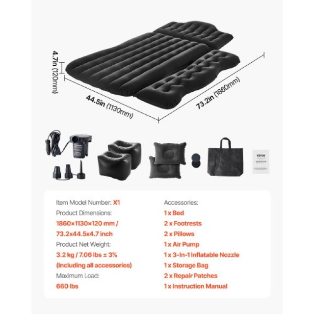 VEVOR Φουσκωτό Στρώμα Αυτοκινήτου για Ταξίδια και Κάμπινγκ HPKZRHST... VEVOR Φουσκωτό Στρώμα Αυτοκινήτου για Ταξίδια και Κάμπινγκ HPKZRHST...