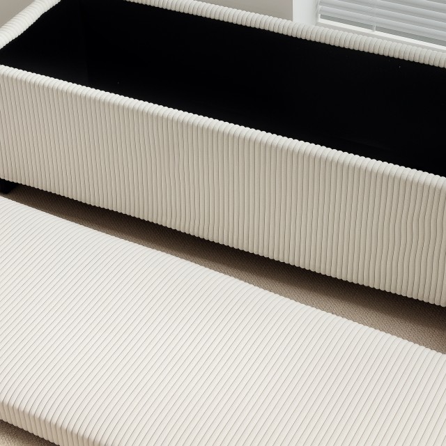 HOMCOM Πάγκος Κρεβατιού με Χώρο Αποθήκευσης 84L, από Ύφασμα με Ανάγ...