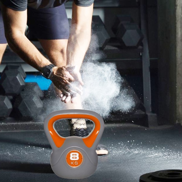 BAKAJI  Άσκηση Φυσικής Κατάστασης με Βαράκι Kettlebell από Χυτοσίδηρο και Τσιμέντο 8 κιλών με Άνετη Λαβή  02840848