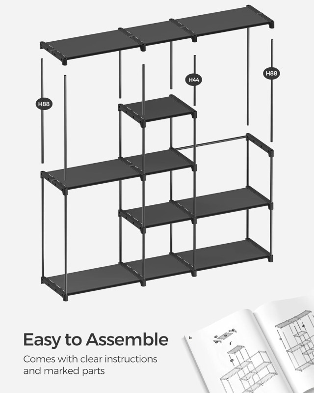 Φορητή Ανοιχτή Ντουλάπα – 43 x 182 x 182 cm – Μαύρο RYG037B02 Songmics