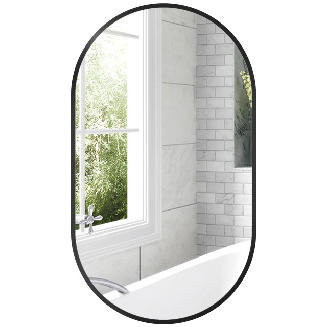 HOMCOM Οβάλ Καθρέφτης Μπάνιου 60x90cm με Μαύρο Αλουμινένιο Πλαίσιο 834-687V82BK