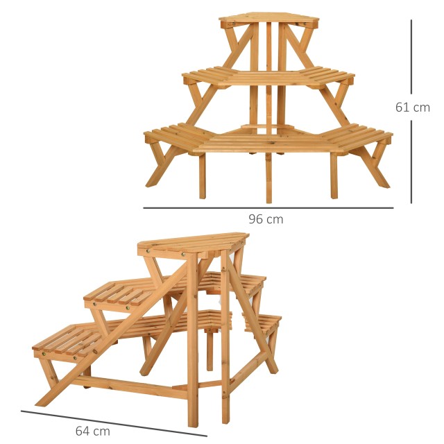 Outsunny Ladder Angular Ξύλινη θήκη για γλάστρα 3 ράφια για κήπο και σπίτι 845-445