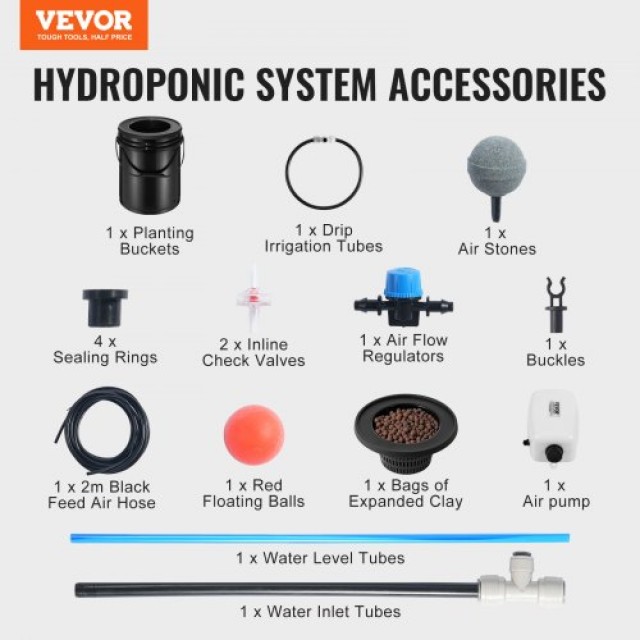 VEVOR Σύστημα Υδροπονίας DWC με Άνω Στάγδην 1 Κάδος 5Gal  SSSPXT1T8INKXKB8IV2
