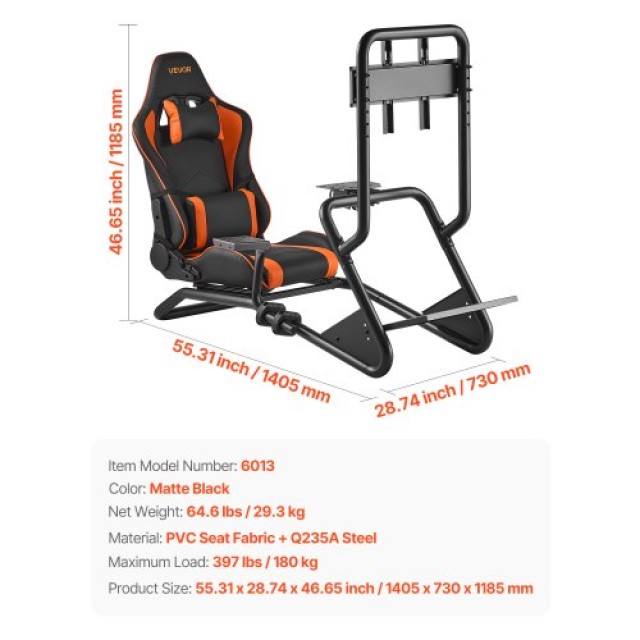 VEVOR Βάση Τιμονιού Προσομοιωτή για Αγωνιστικά Παιχνίδια με Βάση Οθ...