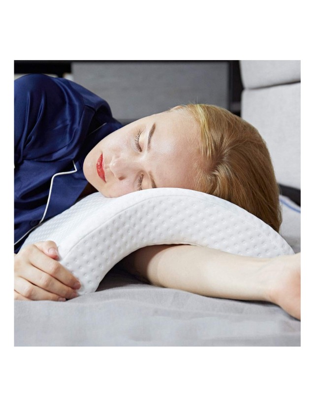 Ορθοπεδικό Καμπυλωτό Μαξιλάρι Αυχένα από Memory Foam 30 x 35 x 13cm Λευκό MWS16591