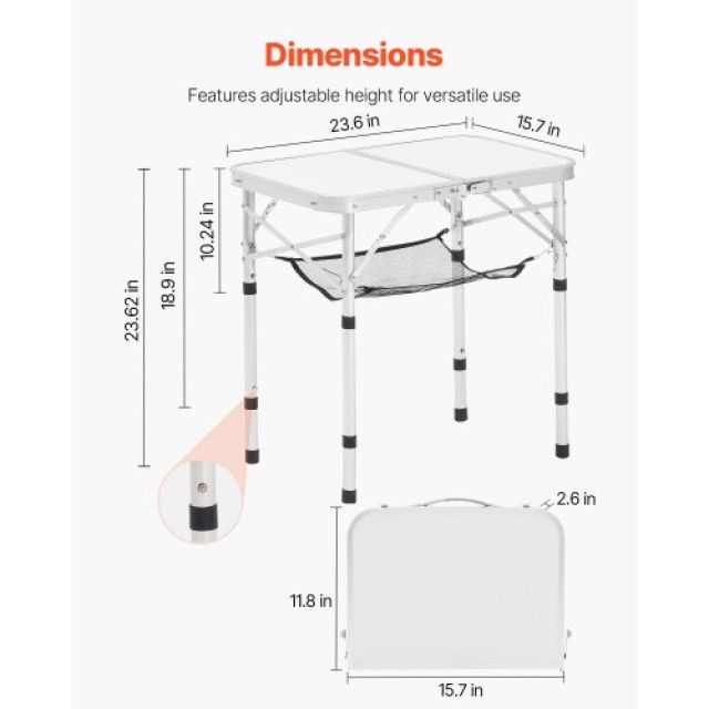 VEVOR Πτυσσόμενο Φορητό Τραπέζι Κάμπινγκ Αλουμινίου 60cm για Εσωτερ... VEVOR Πτυσσόμενο Φορητό Τραπέζι Κάμπινγκ Αλουμινίου 60cm για Εσωτερ...
