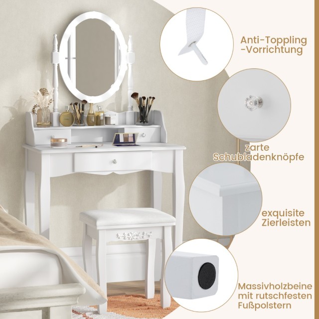 Μπουντουάρ - Τουαλέτα Μακιγιάζ με LED Φωτισμό Ρυθμιζόμενης Φωτεινότ...