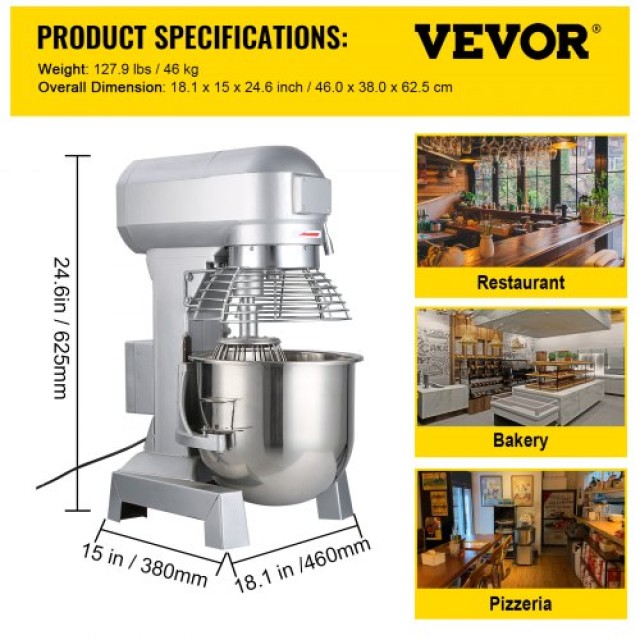 Επαγγελματικό Μίξερ VEVOR 10L 500W 220V για Κουζίνα  DDJBJ10LCLSB10B01V2