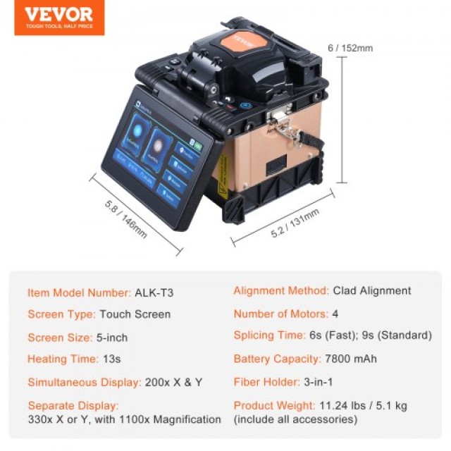 VEVOR  Συγκόλληση Ίνας 4 Κινητήρες 6s 13s Θέρμανση  GXRJJTJLSBCD90N48V2