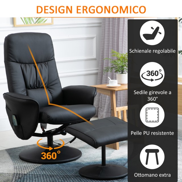 HOMCOM Μασάζ Πολυθρόνα με Υποπόδιο, Ανάκλιση έως 145° με Περιστρεφό... HOMCOM Μασάζ Πολυθρόνα με Υποπόδιο, Ανάκλιση έως 145° με Περιστρεφό...