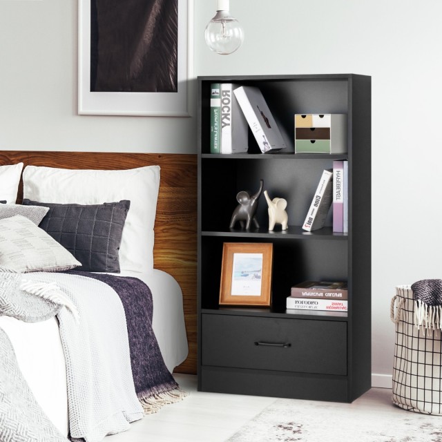 Costway  4-Επίπεδο Ράφι Αποθήκευσης με Συρτάρι  60 x 38 x 120cm Μαύρο JV10665DK