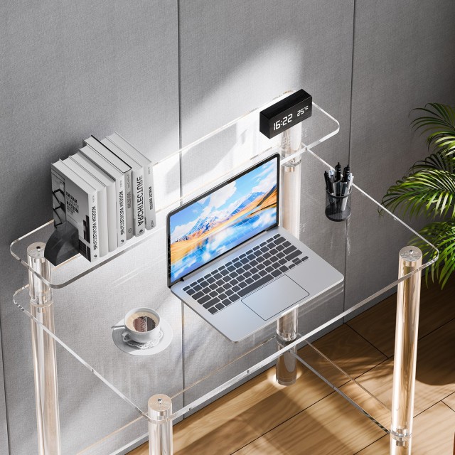 VEVOR Διαφανές Ακρυλικό Γραφείο με Βάση Οθόνης, 2 Επίπεδα, 50 x 80 ...