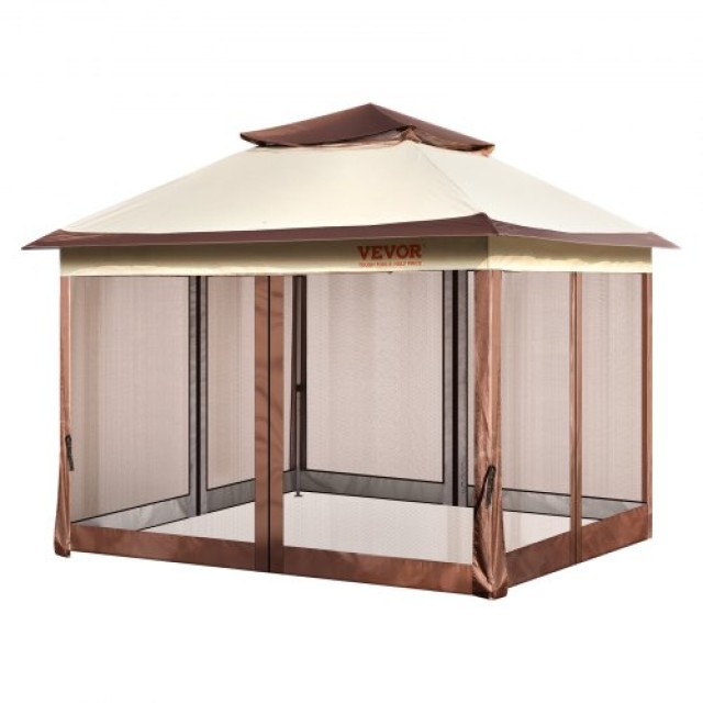 VEVOR Κιόσκι Πάτιο 11x11 FT, Αναδυόμενο με Κουνουπιέρα, Μεταλλικό Σκελετό και Υφασμάτινη Κάλυψη, Εξωτερικό Στέγαστρο για Κήπο/Αυλή  TYLTDC11X11FTRVXGV0