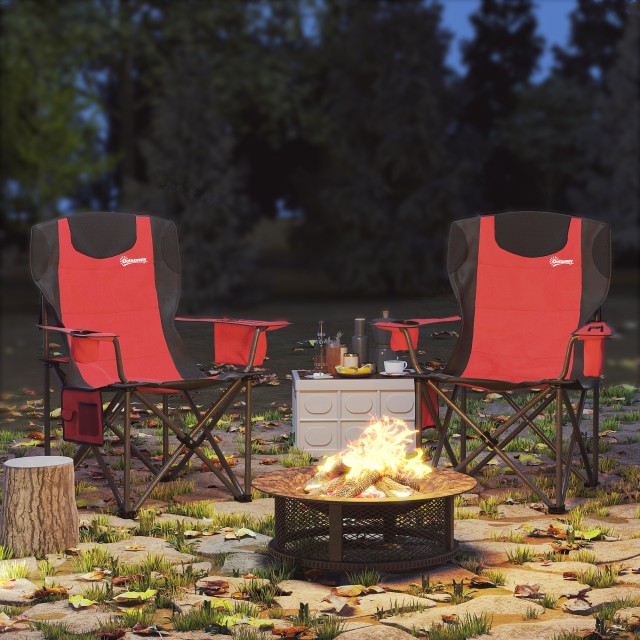 Outsunny Σετ 2 Πτυσσόμενες Καρέκλες Κατασκήνωσης με Θερμική Τσάντα,...