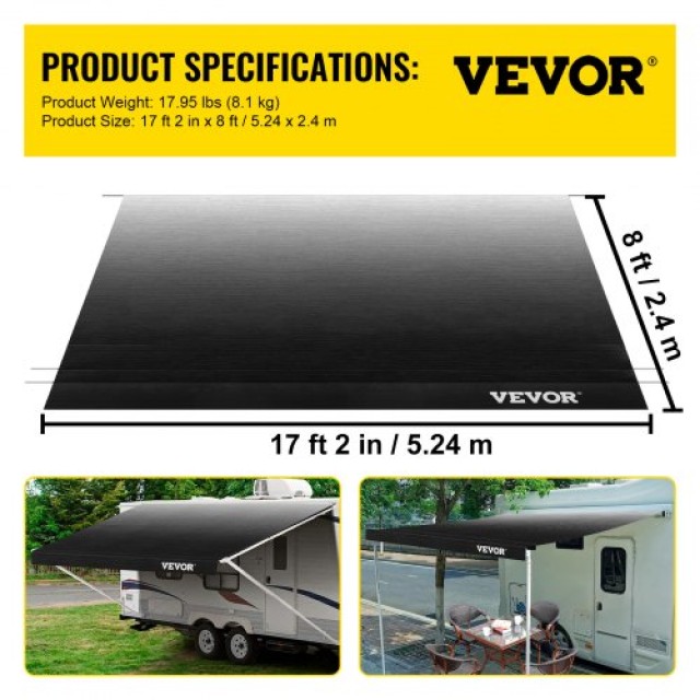 VEVOR Υφασμάτινη Τέντα RV 524 x 240 cm Μαύρο ZYSMTTSBD18FT4XE5V0