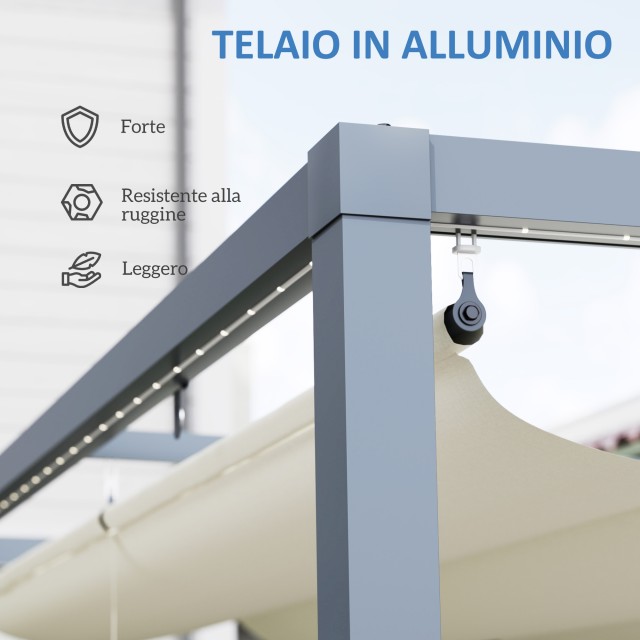 Outsunny Πέργκολα Κήπου Αναδιπλούμενη 4x3 μ με Φώτα LED και Οπές Απ...