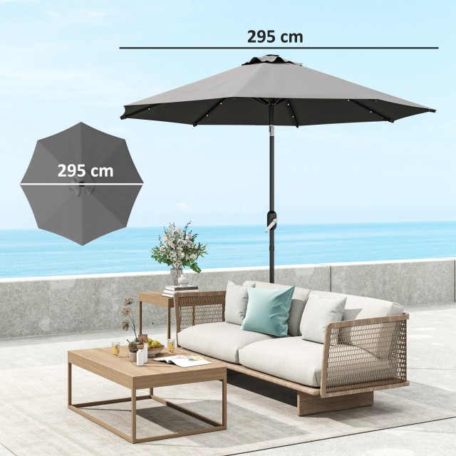 Outsunny Ανταλλακτικό Κάλυμμα για Ομπρέλα 3 μ με 8 Ακτίνες, Πολυεστέρας Αντι-UV 50+, Γκρι 84D-424V00GY