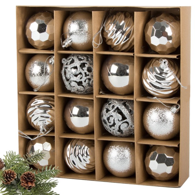 Verk Group Χριστουγεννιάτικες Μπάλες Δέντρου 6εκ. - Σετ 16τμχ σε Ασ...